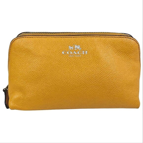 Coach Handbags - VTG COACH SAFFIANO YELLOW GENUINE LEATHER CASE MAKEUP BAG PURSE